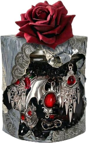 Mystery jewelry jar,Gothic jewelry box,26PCS(Necklace,Earrings,Rings,Keychain,Hair Clip),Goth accessories jewelry set,Valentines/Halloween Days,Vintage birthday gifts for men/women in Kuwait