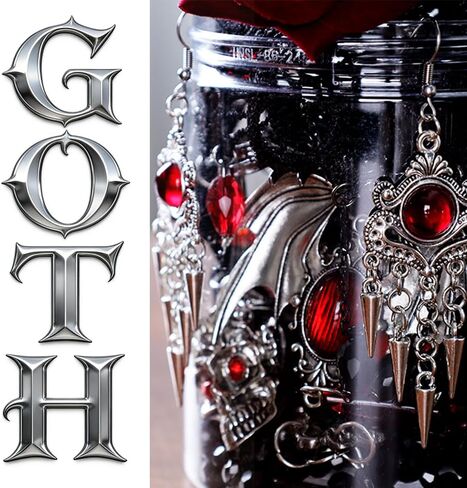 Mystery jewelry jar,Gothic jewelry box,26PCS(Necklace,Earrings,Rings,Keychain,Hair Clip),Goth accessories jewelry set,Valentines/Halloween Days,Vintage birthday gifts for men/women in Kuwait