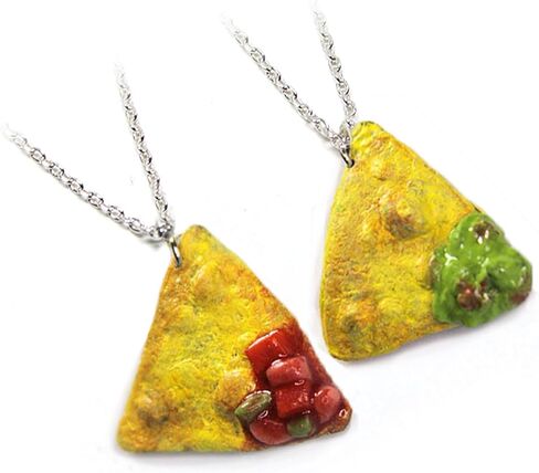 Chips and Dip Necklace Set | Best Friend Necklace Pair, Matching Guacamole, Salsa, Pico de Gallo and Corn Chips, Perfect Gift for Snack and Mexican Food Lovers in Saudi Arabia