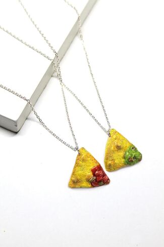 Chips and Dip Necklace Set | Best Friend Necklace Pair, Matching Guacamole, Salsa, Pico de Gallo and Corn Chips, Perfect Gift for Snack and Mexican Food Lovers in Saudi Arabia