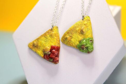 Chips and Dip Necklace Set | Best Friend Necklace Pair, Matching Guacamole, Salsa, Pico de Gallo and Corn Chips, Perfect Gift for Snack and Mexican Food Lovers in Saudi Arabia