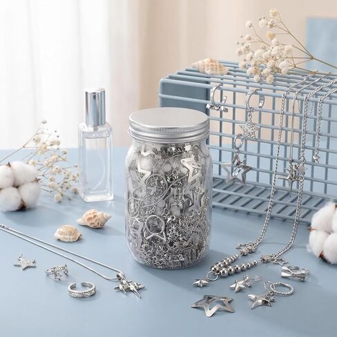 Beach Mystery Jewelry Jar Bundle - 50+ Pcs Ocean Inspired Surprise Jewelry Box with Shell Charms, Starfish Necklaces, Anklets & Earrings - Boho Summer Gift Set in Saudi Arabia