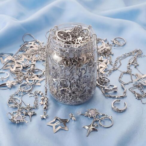 Beach Mystery Jewelry Jar Bundle - 50+ Pcs Ocean Inspired Surprise Jewelry Box with Shell Charms, Starfish Necklaces, Anklets & Earrings - Boho Summer Gift Set in Saudi Arabia