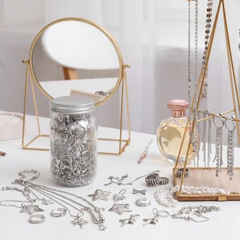 Beach Mystery Jewelry Jar Bundle - 50+ Pcs Ocean Inspired Surprise Jewelry Box with Shell Charms, Starfish Necklaces, Anklets & Earrings - Boho Summer Gift Set in Saudi Arabia
