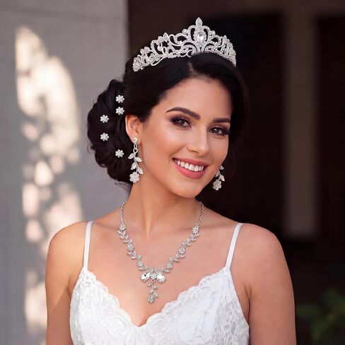 16 Pcs Tiaras and Crowns Jewelry Set for Women, Tiara Hair Pins Earrings Necklace, Crystal Bridal Jewelry Set for Wedding Birthday Costume Party Halloween Prom Pageant, Princess and Queen in Saudi Arabia