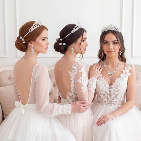 16 Pcs Tiaras and Crowns Jewelry Set for Women, Tiara Hair Pins Earrings Necklace, Crystal Bridal Jewelry Set for Wedding Birthday Costume Party Halloween Prom Pageant, Princess and Queen in Saudi Arabia
