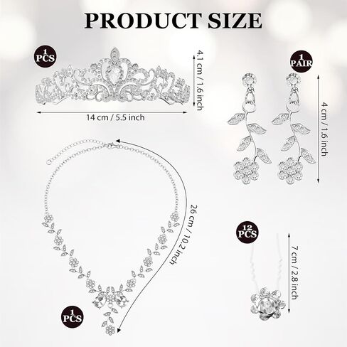16 Pcs Tiaras and Crowns Jewelry Set for Women, Tiara Hair Pins Earrings Necklace, Crystal Bridal Jewelry Set for Wedding Birthday Costume Party Halloween Prom Pageant, Princess and Queen in Saudi Arabia