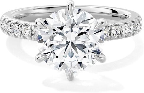 MSBLUE® Solitaire Moissanite Engagement Ring for Women,1.0-2.0 CT Round Cut D Color VVS1 Ring with Pavé Band, Rhodium-Plated 925 Sterling Silver in Saudi Arabia
