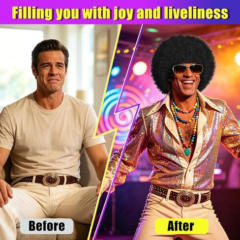 Men's Black Afro Wig, Short Curly Disco Costume in Saudi Arabia