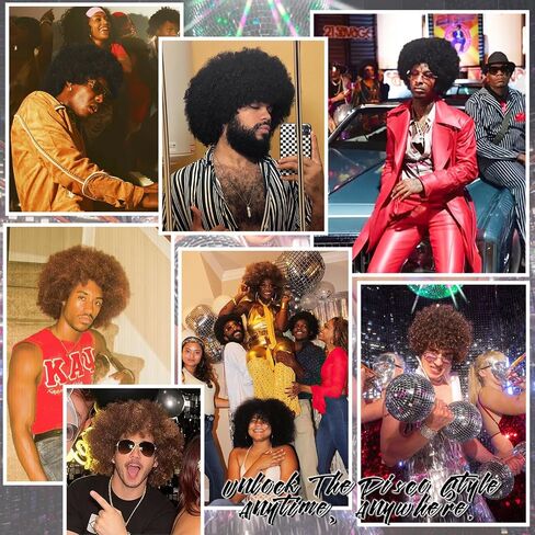 Men's Black Afro Wig, Short Curly Disco Costume in Saudi Arabia