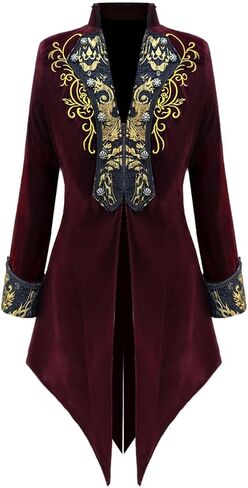Crubelon Men Vampire Jacket Steampunk Victorian Tailcoat Costume Frock Coat for Masquerade Halloween Party in Saudi Arabia