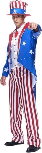 EraSpooky Men’s Uncle Sam Patriotic Costume Classic 4th of July Party Outfit American Flag Outfit Independence Day Costume in Kuwait
