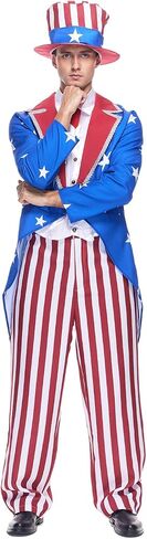 EraSpooky Men’s Uncle Sam Patriotic Costume Classic 4th of July Party Outfit American Flag Outfit Independence Day Costume in Kuwait