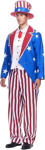 EraSpooky Men’s Uncle Sam Patriotic Costume Classic 4th of July Party Outfit American Flag Outfit Independence Day Costume in Kuwait