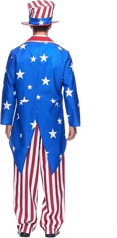EraSpooky Men’s Uncle Sam Patriotic Costume Classic 4th of July Party Outfit American Flag Outfit Independence Day Costume in Kuwait