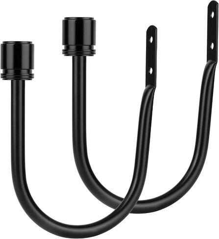 Curtain Holdbacks 2 Pack, HOTOZON Decorative Curtain Tieback with Screws Wall Mounted, Curtain Hooks for Drapes with Simple End Finials, Black (1 Pair/2 Pack), Large in Saudi Arabia