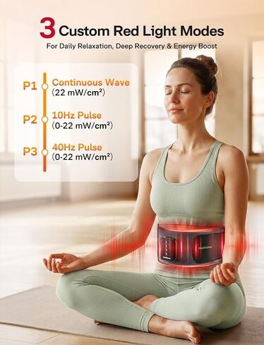 Medisana Cordless Red Light Therapy for Body, 660nm & 850nm Infrared Belt with 348 LEDs, FSA - HSA Eligible 3 Modes & 3 Heat Levels & 3 Vibration, 5000mAh Back Massager for Back Pain Relief in Saudi Arabia