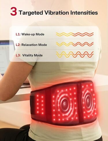 Medisana Cordless Red Light Therapy for Body, 660nm & 850nm Infrared Belt with 348 LEDs, FSA - HSA Eligible 3 Modes & 3 Heat Levels & 3 Vibration, 5000mAh Back Massager for Back Pain Relief in Saudi Arabia