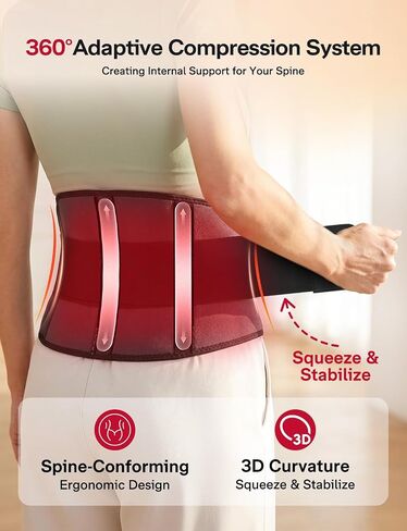 Medisana Cordless Red Light Therapy for Body, 660nm & 850nm Infrared Belt with 348 LEDs, FSA - HSA Eligible 3 Modes & 3 Heat Levels & 3 Vibration, 5000mAh Back Massager for Back Pain Relief in Saudi Arabia