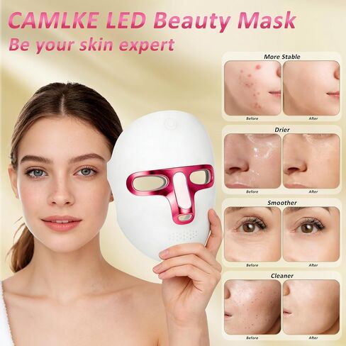 7 Colors Red Light Mask for Face, Fine Lines, 7-1 Colors LED Facial Skin Care Mask, Portable and Rechargeable in Saudi Arabia