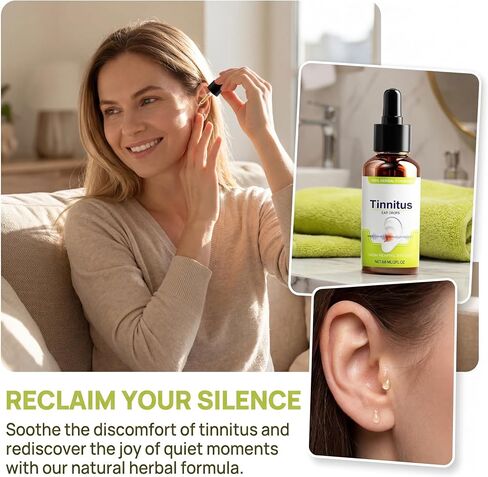 Natural Tinnitus Relief Drops for Ringing Ears, Herbal Support for Buzzing & Clicking, Effective Ear Ringing Treatment for Men & Women, 60ml in Saudi Arabia