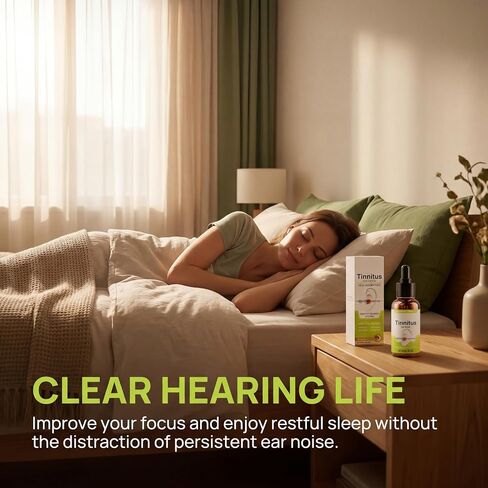 Natural Tinnitus Relief Drops for Ringing Ears, Herbal Support for Buzzing & Clicking, Effective Ear Ringing Treatment for Men & Women, 60ml in Saudi Arabia