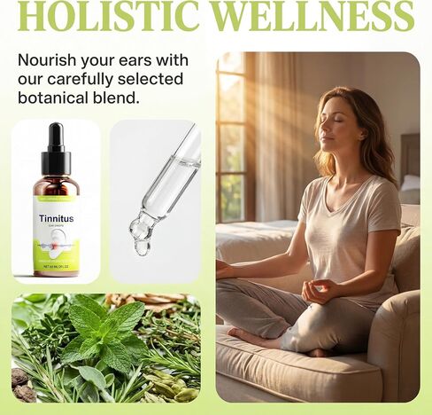 Natural Tinnitus Relief Drops for Ringing Ears, Herbal Support for Buzzing & Clicking, Effective Ear Ringing Treatment for Men & Women, 60ml in Saudi Arabia
