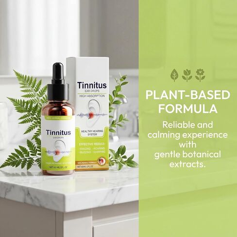 Natural Tinnitus Relief Drops for Ringing Ears, Herbal Support for Buzzing & Clicking, Effective Ear Ringing Treatment for Men & Women, 60ml in Saudi Arabia