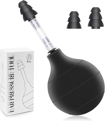 Ear Pressure Relief Suction Device,Airplane Ear Pressure Relief Inner Ear Equalization Tool for,Migraine Ear Pressure Relief Products,Reduces Tension with 3 Sizes Earplugs（Black） in Saudi Arabia