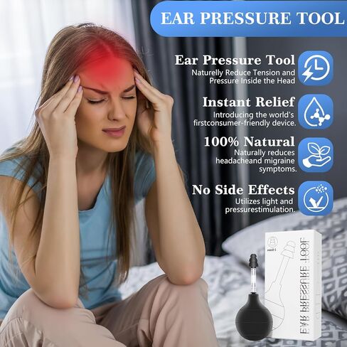 Ear Pressure Relief Suction Device,Airplane Ear Pressure Relief Inner Ear Equalization Tool for,Migraine Ear Pressure Relief Products,Reduces Tension with 3 Sizes Earplugs（Black） in Saudi Arabia