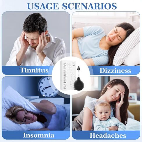 Ear Pressure Relief Suction Device,Airplane Ear Pressure Relief Inner Ear Equalization Tool for,Migraine Ear Pressure Relief Products,Reduces Tension with 3 Sizes Earplugs（Black） in Saudi Arabia