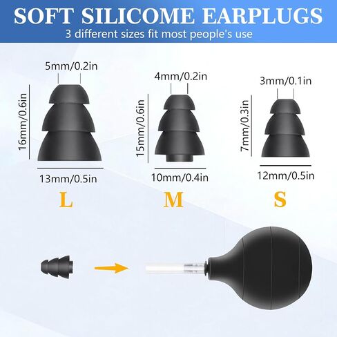 Ear Pressure Relief Suction Device,Airplane Ear Pressure Relief Inner Ear Equalization Tool for,Migraine Ear Pressure Relief Products,Reduces Tension with 3 Sizes Earplugs（Black） in Saudi Arabia