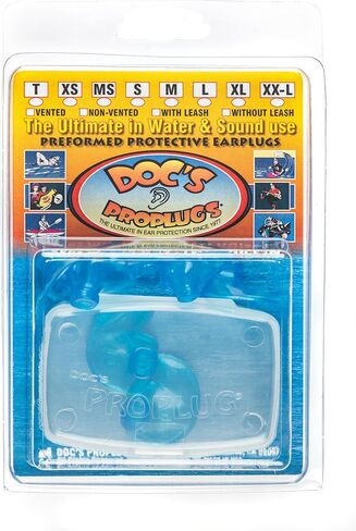 Doc’s Proplugs Combo Pack – (Adult 18+) – Non-Vented – Blue – Includes Case | 4 Sizes in One Pack | Reusable Earplugs for Surfing, Swimming & More | Blocks Water & Noise | Made in USA in Saudi Arabia