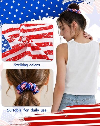 4th of July Outfits for Women - Patriotic Flag Tank Top with Headband Glasses Scrunchies for Independence Day in Saudi Arabia