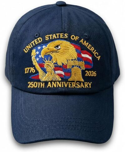 250th Anniversary USA Hat, 1776-2026 American Flag Baseball Cap, Distressed Vintage Denim Dad Hat in Kuwait