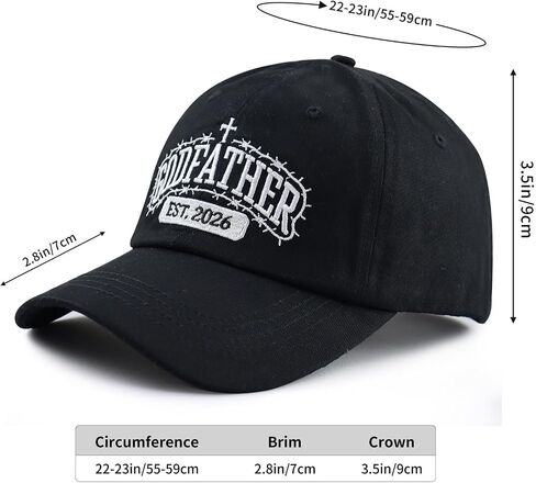2 PCS Godfather and Godmother EST 2026 Hat for Men Women, Funny Adjustable Cotton Embroidery Godparent Baseball Cap in Saudi Arabia
