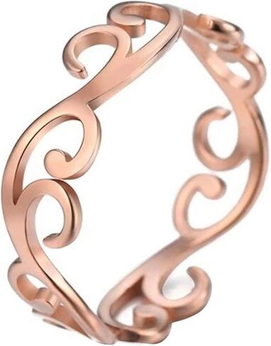 Art Nouveau Boho Ring Womens Rose Gold Stainless Steel Bohemian Band Sizes 6-10 in Saudi Arabia