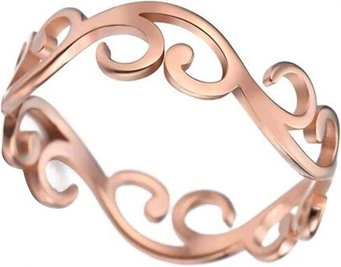 Art Nouveau Boho Ring Womens Rose Gold Stainless Steel Bohemian Band Sizes 6-10 in Saudi Arabia