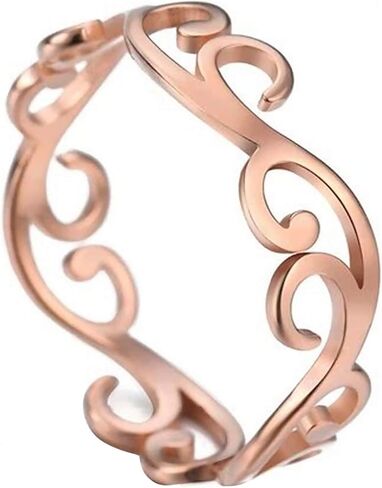 Art Nouveau Boho Ring Womens Rose Gold Stainless Steel Bohemian Band Sizes 6-10 in Saudi Arabia