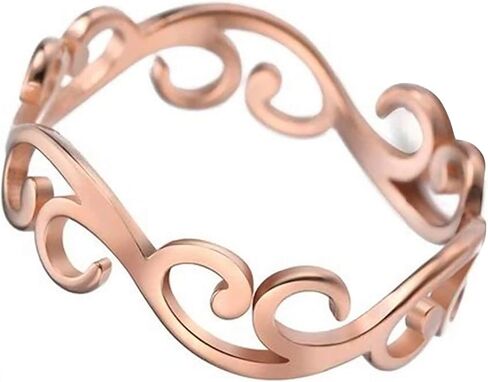 Art Nouveau Boho Ring Womens Rose Gold Stainless Steel Bohemian Band Sizes 6-10 in Saudi Arabia