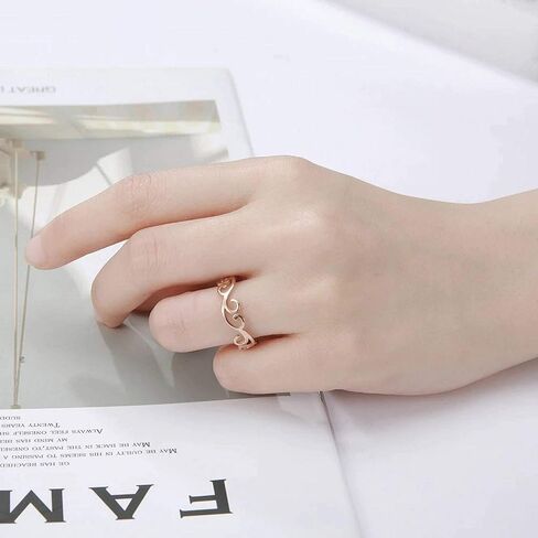 Art Nouveau Boho Ring Womens Rose Gold Stainless Steel Bohemian Band Sizes 6-10 in Saudi Arabia