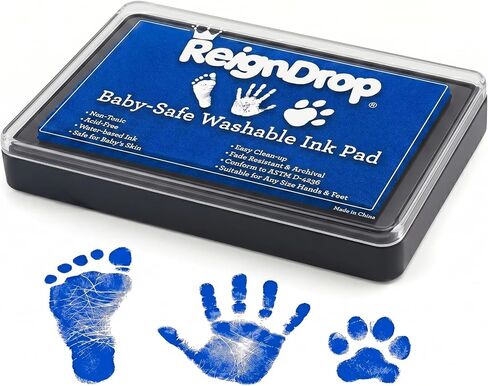 ReignDrop Ink Pad For Baby Footprint & Handprint - Creates Impressive Long Lasting Keepsake Stamp for Infant & Kids. Smudge Proof, Easy to Wipe Off Skin, Safe & Gentle Acid Free(Black) in Saudi Arabia