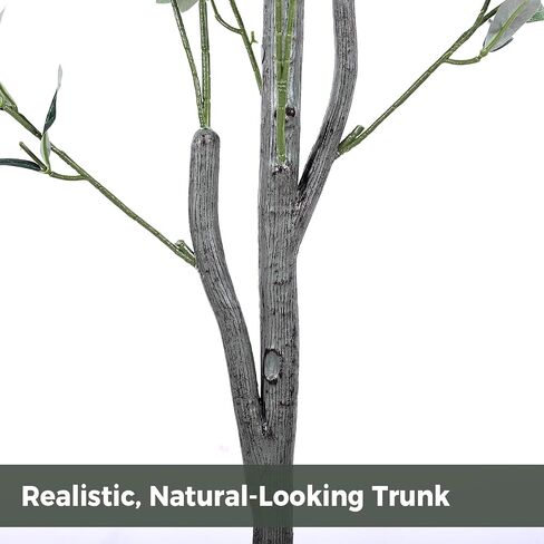Olive Trees Artificial Indoor 6FT, Faux Olive Tree with Woven Basket & Natural-Looking Wood Trunk, Realistic Leaves & Fruits, Maintenance-Free Tall Fake Olive Tree for Modern Home Office Decor in Kuwait