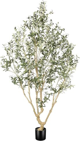 LYERSE Olive Trees Artificial Indoor - Faux Olive Tree 7ft with Olive Branches and Lifelike Fruits - Fake Olive Tree 7 Feet for Modern Home Office House Living Room Decor Indoor in Saudi Arabia