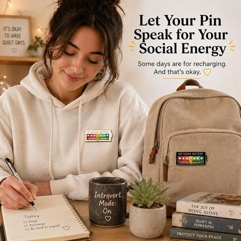 2 Pcs My Social Battery Creative Badge,Funny Social Battery Pin for 7 Days，Emotional Mood Funny Pins for Backpacks, Jackets, Bags, or Any Fabric Surface,Gifts in Kuwait