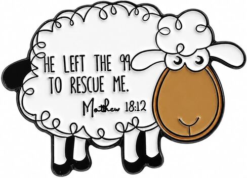 Christian Sheep Enamel Pin - Bible Verse Pins Brooch for Backpacks, Jackets, Hats with "HE LEFT THE 99 TO RESCUE ME.". Religious Brooches Gift for Christians, Church Friends in Saudi Arabia