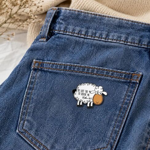 Christian Sheep Enamel Pin - Bible Verse Pins Brooch for Backpacks, Jackets, Hats with "HE LEFT THE 99 TO RESCUE ME.". Religious Brooches Gift for Christians, Church Friends in Saudi Arabia