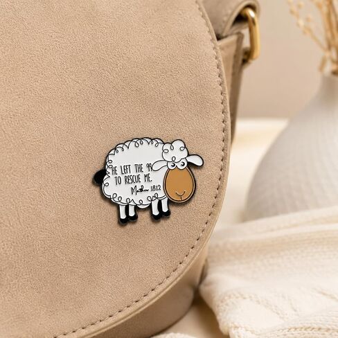 Christian Sheep Enamel Pin - Bible Verse Pins Brooch for Backpacks, Jackets, Hats with "HE LEFT THE 99 TO RESCUE ME.". Religious Brooches Gift for Christians, Church Friends in Saudi Arabia