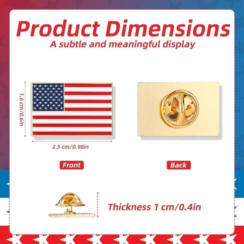 Enamel American Flag Lapel Pin, Metal Patriotic Lapel Usa Flag Pins Military & Veteran Memorial Day Accessories for Gift Suits Jackets Hats Clothes & Backpacks Decor in Kuwait
