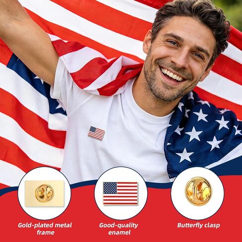 Enamel American Flag Lapel Pin, Metal Patriotic Lapel Usa Flag Pins Military & Veteran Memorial Day Accessories for Gift Suits Jackets Hats Clothes & Backpacks Decor in Kuwait